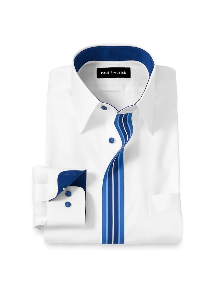 Paul Fredrick Mens Slim Fit Comfort Stretch Non-Iron Solid Dress Shirt