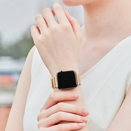 Image of Meliya Metal Straps Compatible for Apple Watch Strap 38mm 40mm 41mm 42mm 44mm 45mm 46mm 49mm Women Men, Adjustable Mesh Loop Magnetic Milanese Band for iWatch Series 10 9 8 7 6 5 4 3 2 1 SE