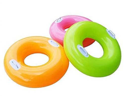 PRISMAXIC Inflatable Swim Pool Float Water Float Ring Tube Swimming Baby Safety Seat Float Ring Red Fire Engine Shape Tube Water Toys Air Mattress for Kids and Adults (Swim Tube with 2 Handles-)