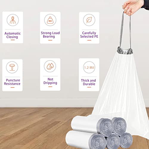 Code H 200 Count 8 Gallon Heavy Duty Trash Bags 1.2 Mil THICK Compatible with simpIehuman Code H | White Garbage Can Liners Heavy Duty Plastic Trash Bags PERFECT FIT & GRAND SAVE