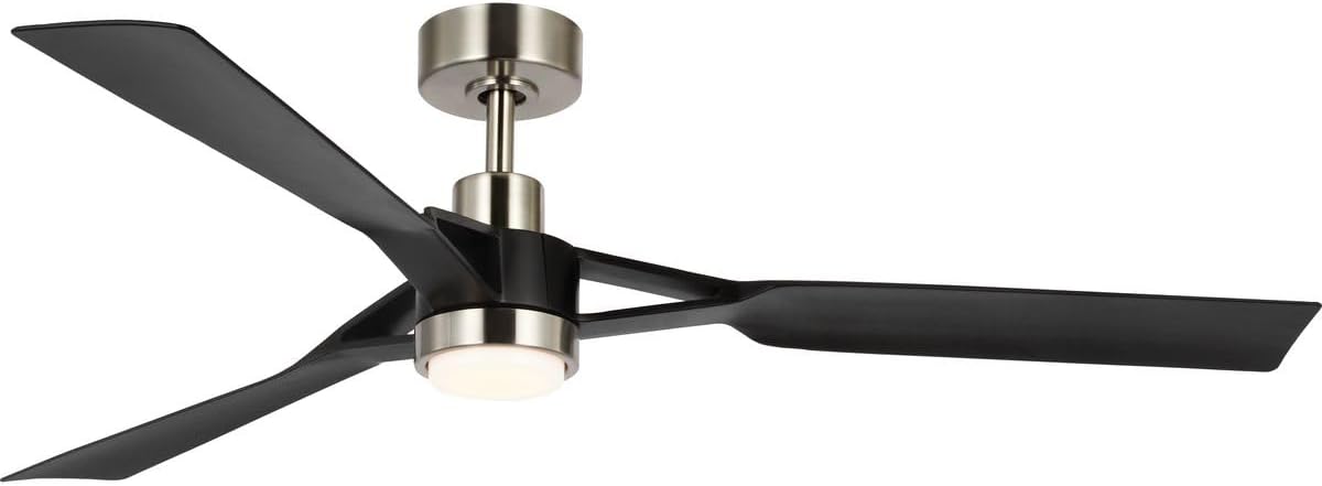 Progress Lighting Belen Collection 60-in Three-Blade Brushed Nickel Modern Ceiling Fan with Matte Black Blades