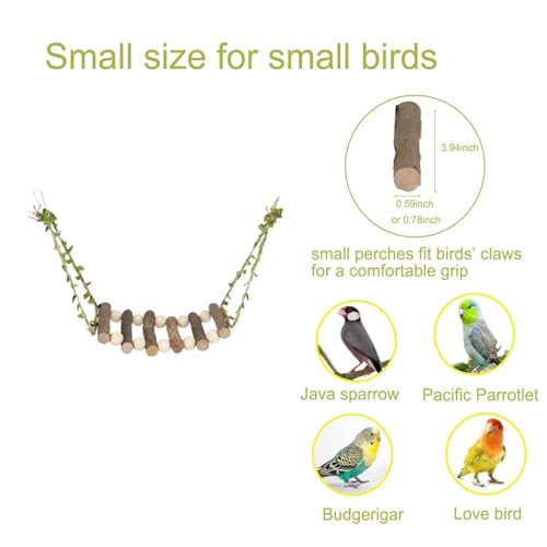 Image of Natural Wooden Bird Swings, Bird hammocks, Standing Chewing Toys, Suitable for budgerigars, Long-Tailed Parrots, Conures, Parrots, starlings, Love Birds, and Finches