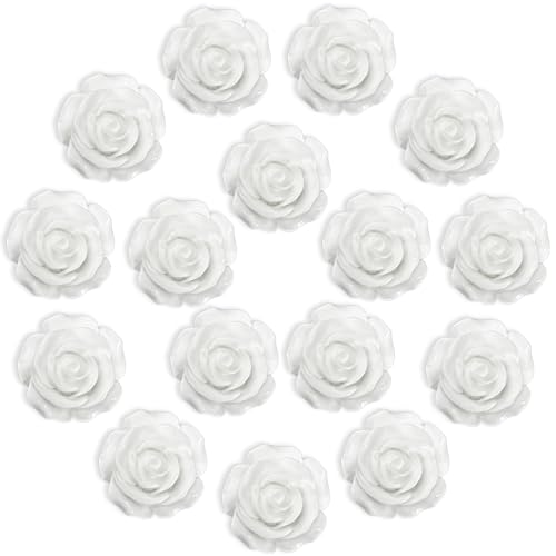 15 pcs - Cute Flower Magnet, White Rose Magnet for Fridge and Locker, Whiteboard and Decorative(15 pcs - Rose - White)