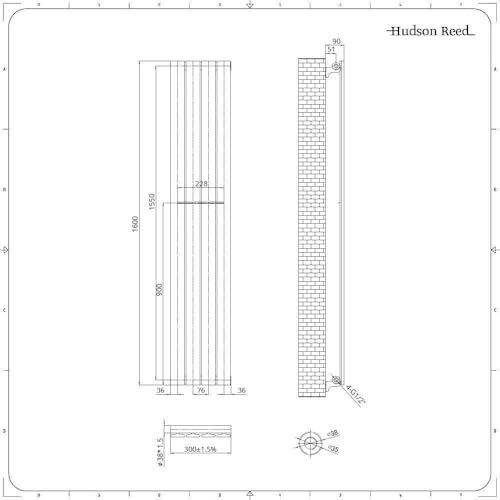 Hudson Reed Delta - Radiatore Di Design 1600Mm X 300Mm Cromato - 5