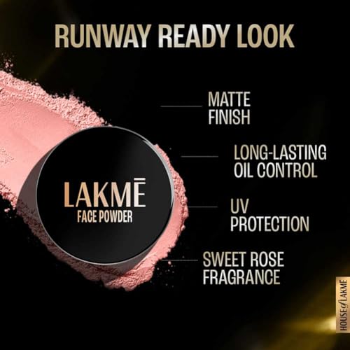 LAKMÉ Rose Loose Face Powder, Matte Finish & Poreless Look, Oil Control & Sun Protection For Long Hours, Suitable For Oily Skin, Warm Pink, 40G - Image 5