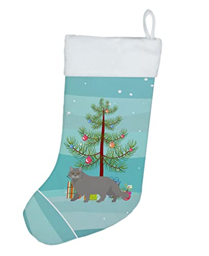 Caroline's Treasures CK4572CS British Longhair Cat Merry Christmas Christmas Stocking Fireplace Hanging Stockings Christmas Season Party Decor Family Holiday Decorations