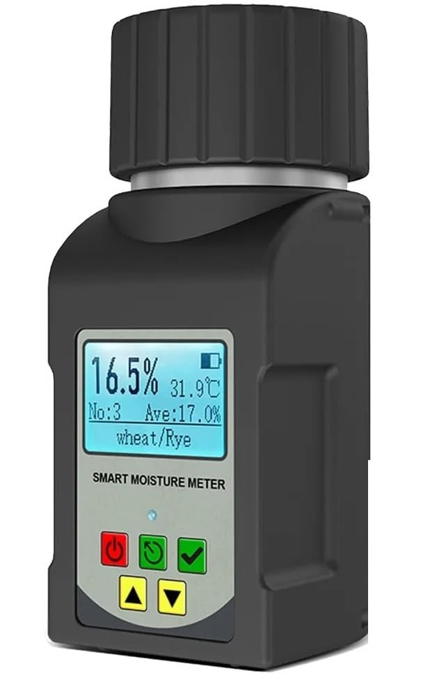 Amrttwy One Color Moisture Meter, Moisture Meter Portable Grain Tester 25 With Digital Voice Transmission And Temperature