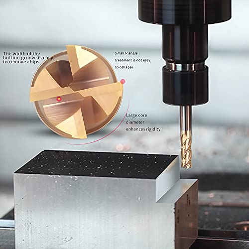 Image of Carbide End Mill Set 4 Flutes CNC Router Tool Nano Coating Milling Cutter for Steel HRC 60 3x8x4x50mm