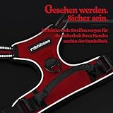 rabbitgoo Hundegeschirr Mittelgroße Hunde, Anti Zug Geschirr mit Kontrolle, No Pull Verstellbar Hundegeschirr Grosse Hunde, Atmungsaktiv Reflexstreifen Brustgeschirr Sichere Führung Rot L