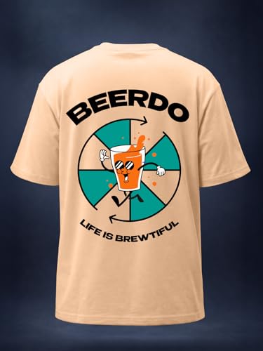 Image of Veirdo Men's Cotton Oversized Fit Oversized Baggy Fit Drop Shoulder Cool and Stylish Graphic Printed Design Half Sleeve T-Shirt (Available Sizes: S to 2XL)