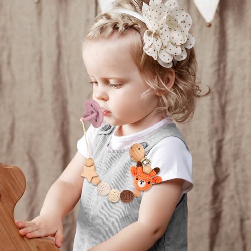 Image of Pacifier Clip, Cute Animal Pacifier Holder Clip for Boys and Girls, Most Pacifiers, Baby Teethers, Baby Shower and Baby Essentials(Deer)