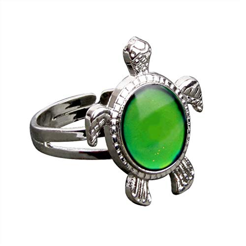 PULABO Stimmungsring, Schildkröte, Emotion-Gefühl, Farbwechselring, verstellbar, Weiß, Ring, Geschenk