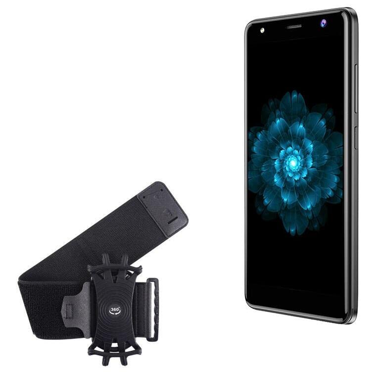 BoxWave Holster Compatible with Yezz Max 1 - ActiveStretch Sport Armband, Adjustable Armband for Workout and Running - Jet Black