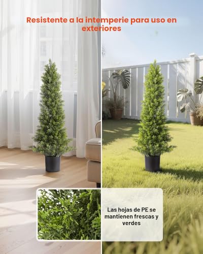 Cedro artificial VEVOR de 91 cm en maceta para decoración exterior e interior pack de 2 4