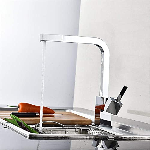 Robinet de cuisine rotatif en cuivre avec douchette extractible pour éviers modernes