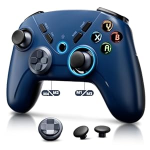 Kujian Wireless PC Controller, Bluetooth Gaming Controller Compatible with Windows/Switch/Steam/MacOS/Android/iOS/Smart TV, Dual Vibration PC Game Controller with Turbo, LED Backlight