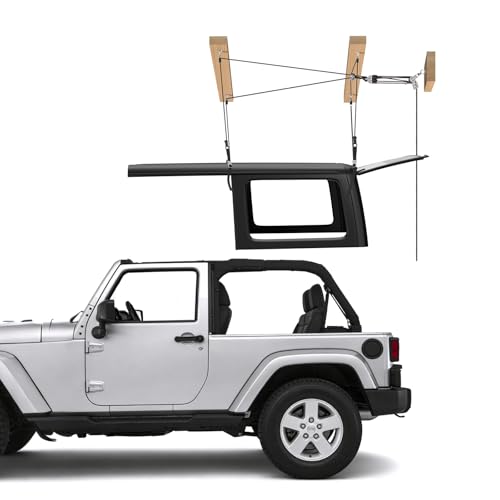 VEVOR Hard Top Remover Lift, 220 lbs, Jeep Hardtop Removal Storage Roof Hoist with Anti-Drop System, Easy One-Person Operation, Supports 8-16 in Ceiling, for 2-Door & 4-Door Jeep Wrangler JK JL & Ford