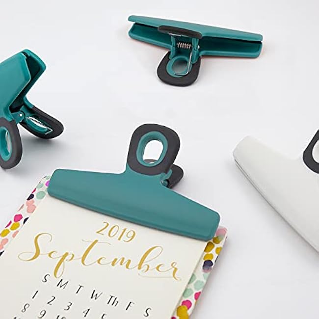 COOK WITH COLOR Wide Heavy Duty Chip Clips, Large Bag Clips for Food Storage with Air Tight Seal Grip, Pack of 8, Teal