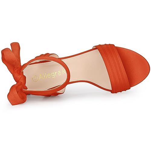 Allegra K Allegra K Women Open Toe Ankle Tie Back Chunky Orange Heel Sandals 10.5 M US