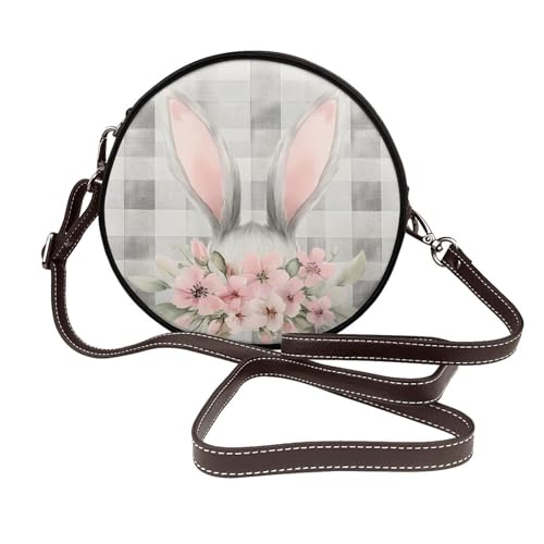 Sac rond Vintage Bunny : libérez vos mains avec ce sac bandoulière réglable en cuir vegan