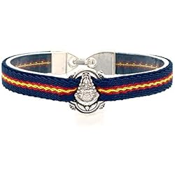 Pulsera Virgen Del Carmen Plata BDM Pulsera con la virgen Rocio y la bandera de España elástica. Talla de 15 a 17cm de muñeca