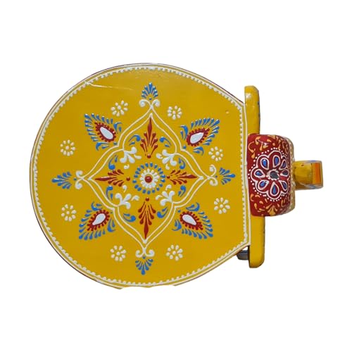 Image of Hand-Crafted and Emboss Colorful Painted Wooden Elephant Shape Stool for Home /Office /Living or Bedroom Decor,Decorative Showpiece (8 Inches Height, Yellow)