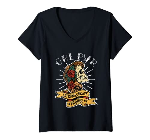 Femme Rockabilly Girl Vintage Retro Girl Power Tattoo Pin-Up T-Shirt avec Col en V Cover