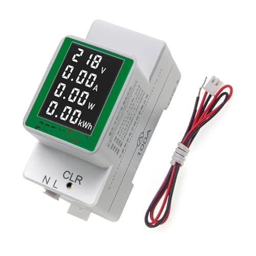 PZEM-008 DIN Rail Power Digital Energy Meter Watt Kilowatt-Hour Wattmeter Monitor Amperemeter Voltmeter AC 50-300V 100A(White)