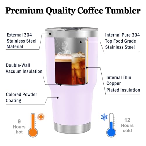 Image of Personalized 30 oz Tumblers with Names, Customized Birth Flower Insulated Tumbler with lid and Straw, Personalized Birthday Gifts for Women Best Friend, Custom Coffee Mug