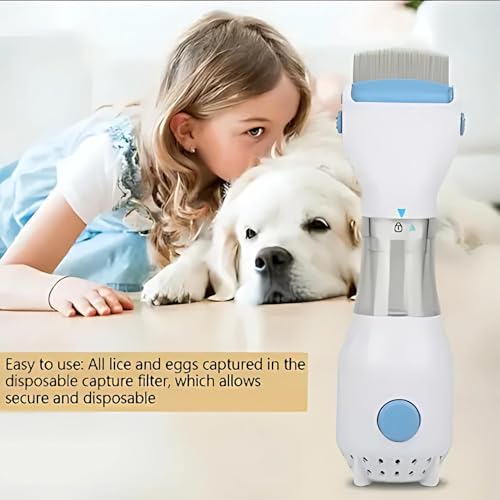 Image of CAPSEAS V COMB Electric Head Lice Removal Machine for Kids Adults & Pets | Chemical Free Lice Nit Egg Remover Comb with Capture Filter Trap | Allergy Safe Reusable Lice Treatment Device for Human & Animals 240V