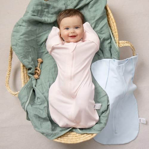 Image of MEXXI Baby Transitional Swaddle, 2 Pack Sleep Sack With Arms Up, 0.5 TOG