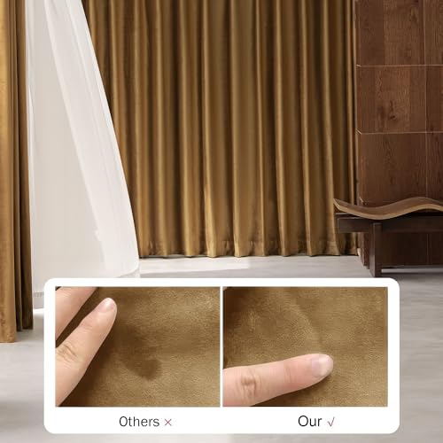 Beauoop Golden Brown Velvet Curtains 84 Inches Long 2 Panels for Bedroom Living Room Soft Luxury Room Darkening Thermal Insulated Soundproof Rod Pocket Window Treatments Drapes, 52X84 Set of 2 - Image 7