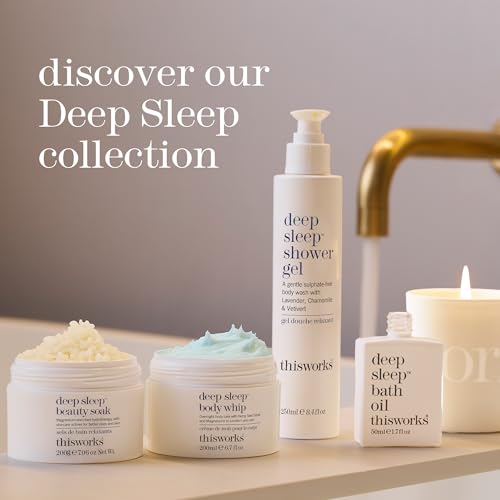 This Works Deep Sleep Heavenly Candle, 220 g - Luxury Candle Enriched with Essential Oils of Lavender, Camomile and Vetivert - Hand Poured Scented Candle with a 40hr Burn Time for a Calming Experience