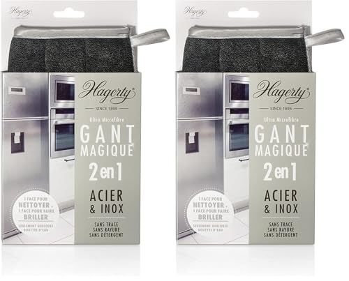Gant en microfibre Hagerty pour acier inoxydable et surfaces en inox (Lot de 2)
