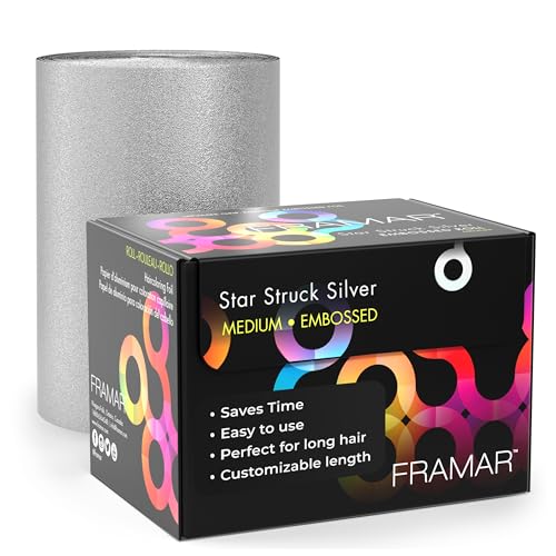 Framar Silver Embossed Roll Hair Foil, Hair Foils for Highlighting, Foils for Highlights, Hairdressing Foil for Hair Highlights, Highlighting Foil, Framar Foil Sheets, Hair Foils for Colouring – 320ft