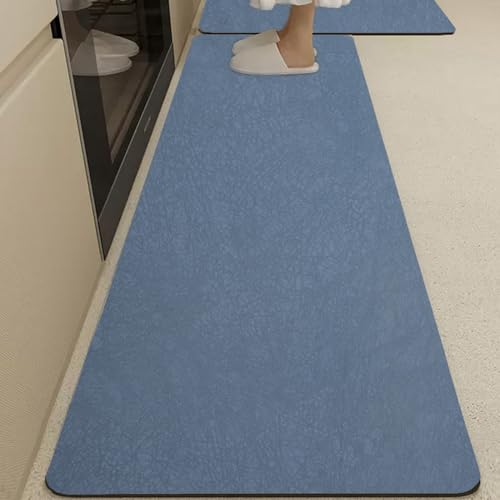DIHACOZ 珪藻土 キッチンマット【驚きの吸水×2・速乾×3】 柔軟 足拭き吸水 抗菌 滑り止め 収納簡単 洗浄可能 バスルーム 脱衣所 洗面所 マット(50*120, ?ネイビー)