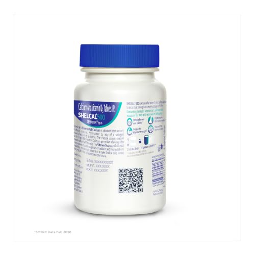 Image of Shelcal 500 calcium with Vitamin D3 (30 tablets) | For Healthy and Strong Bone, Joint & Muscles | India's No. 1 Doctor's Prescribed calcium Supplement - By Torrent Pharma