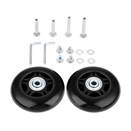 Gshfighting Wear-Resistant Mute Luggage Suitcase Replacement Wheels W/Abec 608Zz Skate Inline Outdoor Skate Repair Kits 2 Wheels Sets (Black, Od40 X W18Mm X Id6Mm Axles 30/35Mm) #TOP1