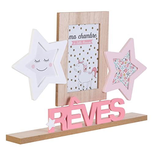 HOME DECO KIDS - Hd2360 - Cadre Photo X3 Vues Enfant Fille Enfant Deco Chambre Objet decoratif