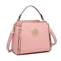 Miss Lulu Handbags for Women Cross Body Bag Girls Fashion Shoulder Bag PU Leather Top Handle (Pink)