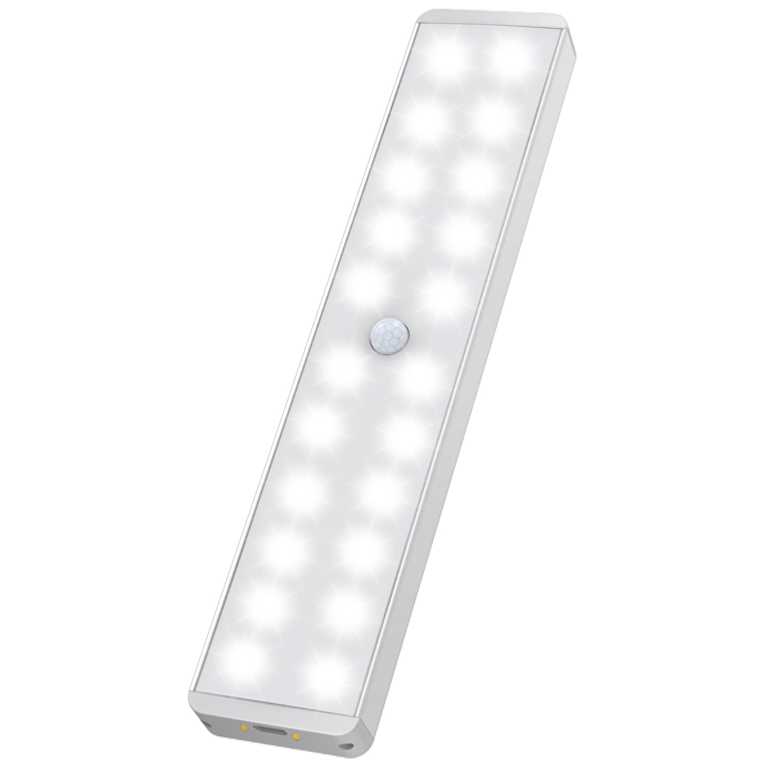 LED Closet Light, 24-LED Rechargeable Motion Sensor Closet Light Under Cabinet Wireless Stick-Anywhere Night Light Bar with Battery for Stairs,Wardrobe,Kitchen (1 Pcs)