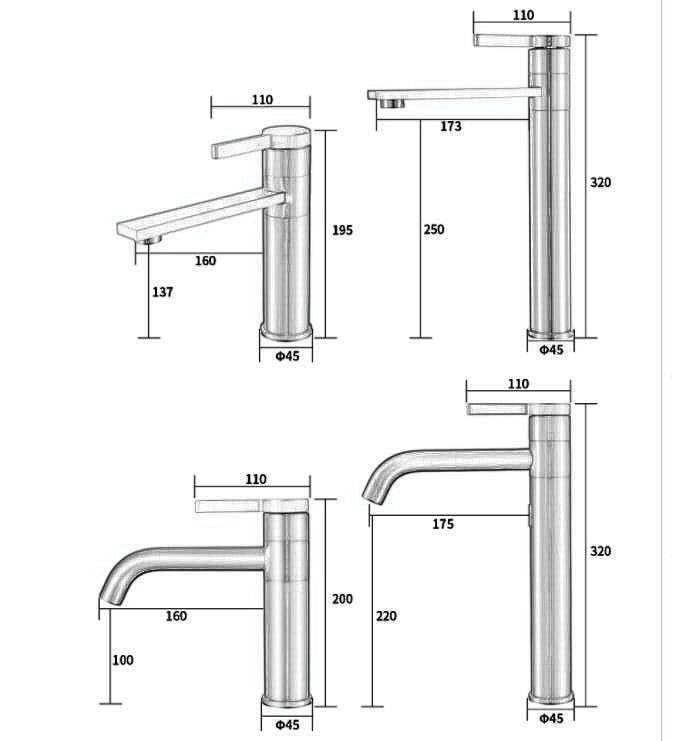 Mitigeur de lavabo à jet cascade réglage précis eau chaude et froide