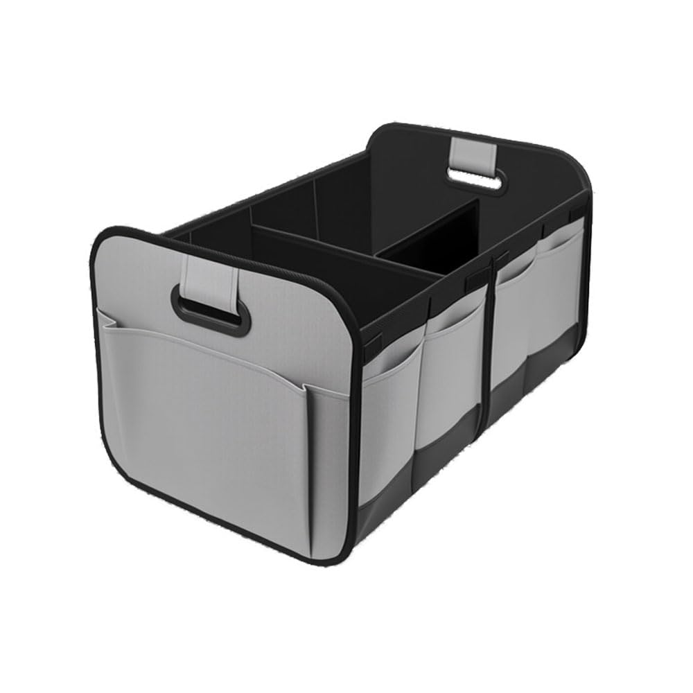 PJTZQHN Car Boot Oganiser for Kia EV2 2026, Large-Capacity Auto Foldable Trunk Collapsible Multi Compartments Sturdy Car Accessories,Grey