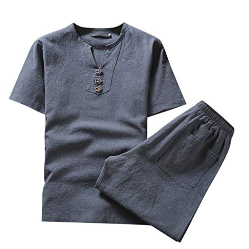 Pastor Giacca per gli Uomini Grande Set Cotone Taglia Casual Mens T-Shirt Uomini Abiti & Set Plus Size Mens Track Suit, Grigio, 5XL