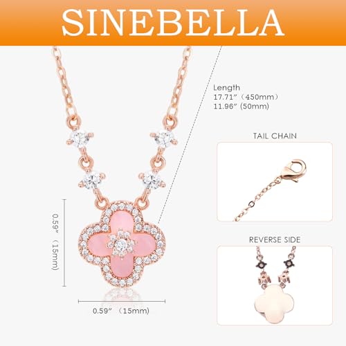 Women's 18K Gold Plated Clover Necklace with White Natural Shell - Four Leaf Lucky Charm Dainty Link Necklaces Jewelry for Women, Trendy Birthday/Mother's Day Gift3