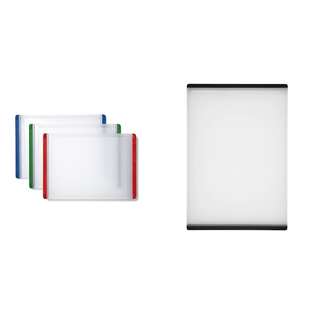 Good Grips Plastic Cutting Board Set (3-Piece) and Carving Board by OXO – Multicolor, Pack of 3