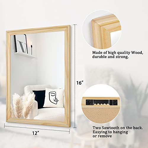 Aazzkang Rustic Mirrors For Wall Rectangle Wood Frame Mirror Farmhouse Bedroom Bathroom Decorative Mirror 16X12 Inch #TOP1