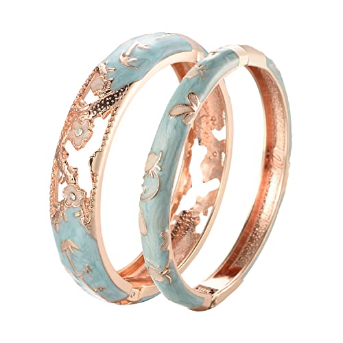 Ujoy Lot de 2 bracelets en émail fait à la main sans nickel avec boîte cadeau Cover