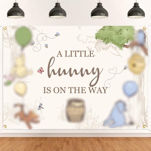 A Little Hunny is on the Way Backdrop - Bear Baby Decor Vintage Sweet Bear Baby Shower Gender Reveal Party Decorations 7x5ft