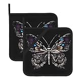 Juego de 2 soportes para ollas Science Butterfly resistentes al calor, almohadillas calientes para horno con forro suave, para cocinar en casa, hornear regalo